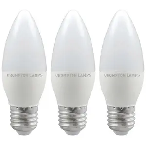 Crompton Lamps LED Candle 4.9W E27 Cool White Opal (40W Eqv) (3 Pack)