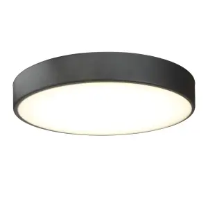 GoodHome Wapta Flush Matt Metal & plastic Black Bathroom LED Ceiling light