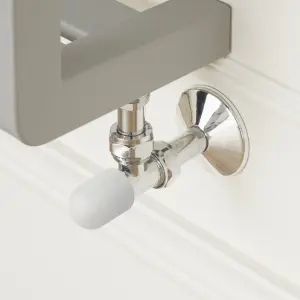 GoodHome Polished Anthracite Angled Thermostatic Radiator valve & lockshield (Dia)15mm x ½"