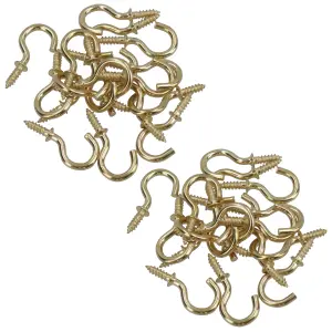 Shouldered Screw Hooks Fasteners Hanger Brass Plated 8mm Dia 16mm Length 34pc