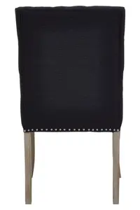 Premier Housewares Black Linen Dining Chair with Wooden Legs