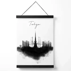 Tokyo Watercolour Skyline City Medium Poster with Black Hanger