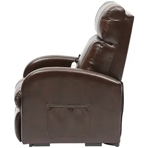 Single Motor Rise and Recline Lounge Chair - Chestnut PU Leather Material