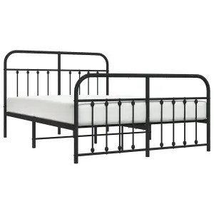 Berkfield Metal Bed Frame with Headboard and Footboard Black 140x190 cm