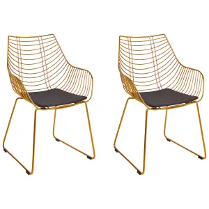 Set of 2 Dining Chairs ANNAPOLIS Metal Gold