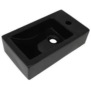 Berkfield Basin with Faucet Hole Rectangular Ceramic Black 46x25.5x12 cm