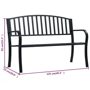 Berkfield Garden Bench 125 cm Black Steel