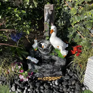 Duck Family Animal Fountain Mains Plugin Powered Water Feature