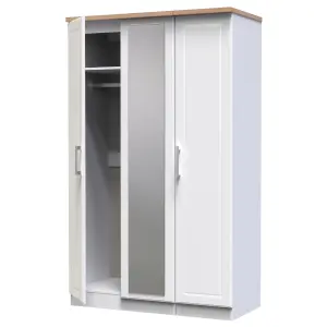 Kent Ready assembled Traditional Matt white & oak Large Triple Wardrobe (H)1825mm (W)1110mm (D)530mm