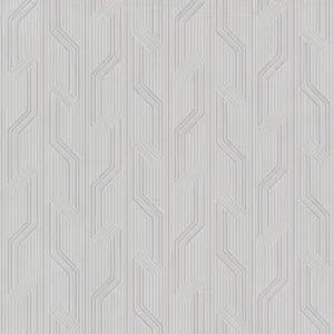 Grandeco Orion Vertical Geometric Stripe Wave Embossed Motif Grey Wallpaper