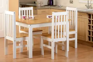 Ludlow Dining Set in Oak Effect with 4 White chairs