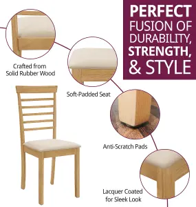 Hallowood Furniture Ledbury Wooden Chair with Fabric Seat Pad in Light Oak Finish (Pair)