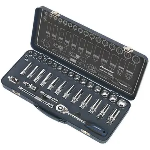 34 PACK Socket Set 3/8" Metric Square Drive - 6 Point LOCK-ON Rounded Heads