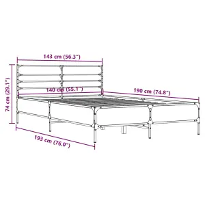 Berkfield Bed Frame without Mattress Brown Oak 140x190 cm