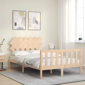 Berkfield Bed Frame with Headboard Small Double Solid Wood