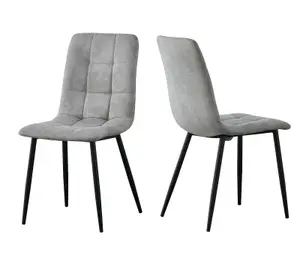 MCC Direct Henri Faux Suede Leather Dining Chairs Set of 2 Light Grey