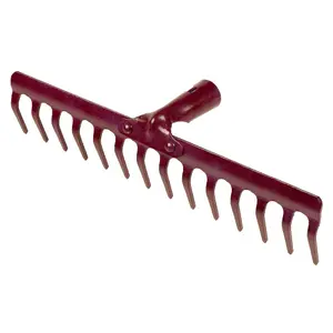 Steel Garden Rake for Hay, Leaves, Lawn, 39 cm / 15 in with 14 Tins, Ideal Gardening Tool (No Handle)