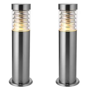 2 PACK Outdoor IP44 Bollard Light Marine Grade Steel Lamp Post Garden Patio