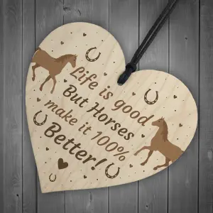 Funny Friendship Gift Horse Gifts For Women Wooden Heartn Stable Accessory Wall Door Sign