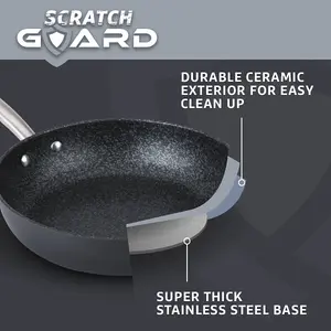 Prestige Scratch Guard Black Round Aluminium Induction Suitable Non-Stick Pan Set Pack of 4