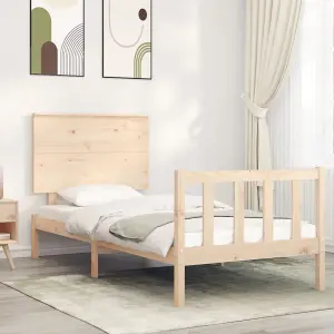 Berkfield Bed Frame with Headboard Small Single Solid Wood