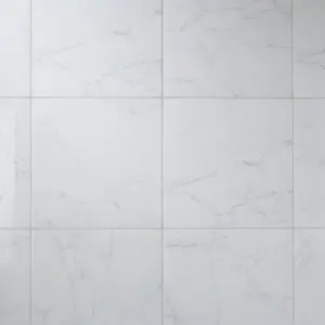 Colours Elegance White Gloss Marble effect Ceramic Indoor Wall & floor Tile, Pack of 7, (L)450mm (W)450mm