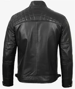 Black Slim Fit Leather Jacket | Mens Motorcycle Leather Jacket