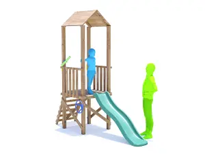 Dunster House Wooden Climbing Frame with Slide BalconyFort Low Platform