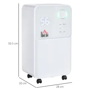 HOMCOM 2L Portable Quiet Dehumidifier, 12L/Day Electric Air De-Humidifier