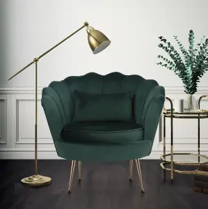 Velvet Bottle Green Daisy Accent Chair