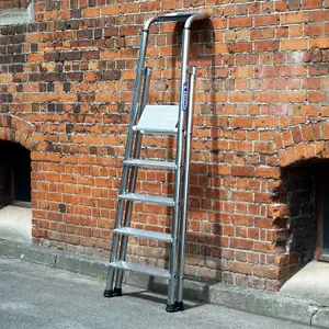 1.9m MAX STABILITY Platform Step Ladders - 8 Tread Anti-Slip Aluminium DIY Steps