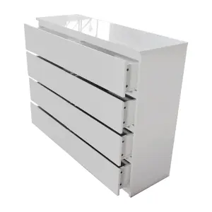 Gloss White 8 Chest Of Drawers, Exclusive Front, Top and sides Gloss