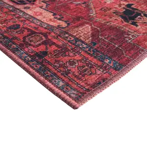 Persian Chenille Red Traditional Medium Rug, (L)170cm x (W)120cm