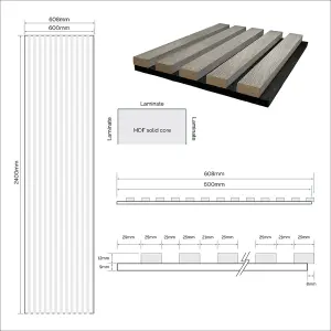 Light Grey Laminate Acoustic Wall Panel 2400mm x 600mm (Black Felt)