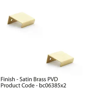 2 PACK - Flat Slim Cabinet Finger Pull Handle Semi Concealed - 37mm Width Satin Brass