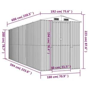 6 ft. W x 20 ft. D Galvanized Steel Apex Garden Shed Anthracite