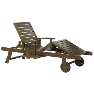 Sun Lounger Wood Dark Wood AMANTEA