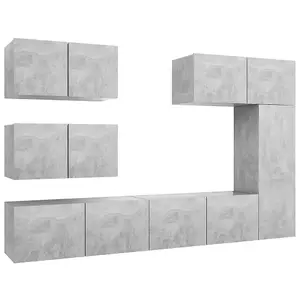 Berkfield 6 Piece TV Cabinet Set Concrete Grey Engineered Wood