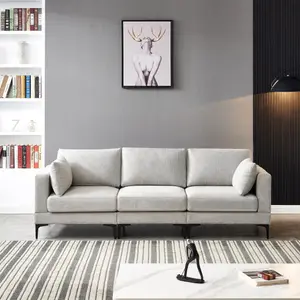 ANEK 3 Seater Grey Fabric Sofa and Pillows