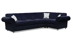 Windsor Midnight Large Corner Sofa - Silver Feet