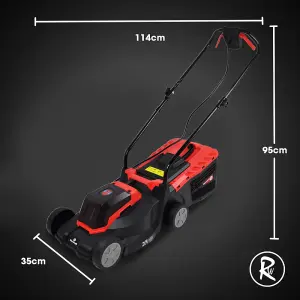 RocwooD Cordless Electric Lawnmower 33cm 20V 2 x 2.0AH Batteries & 1 x Charger