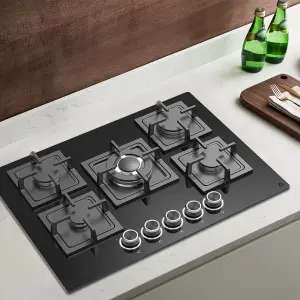 GoodHome Linksense GH78GASLK 70cm Gas Hob - Black