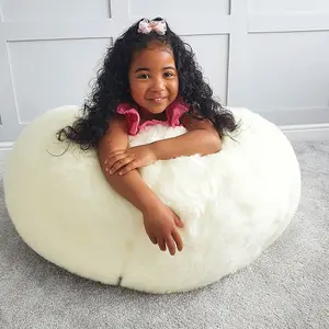 rucomfy Faux Fur Kids Slouchbag Beanbag - Natural