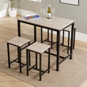 Home Source Nicosia Light Oak Table and Bar Stool Set