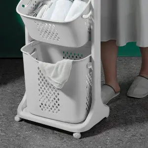 3 Tier Laundry Basket Laundry Hamper Clothes Sorter Clothes Storage Organiser on Wheels