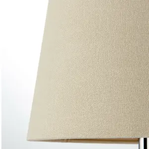 Classic Wooden Table Lamp Ivory & Off White Linen Shade Pretty Bedside Light