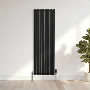 Oval Column Radiator & Valves - 1600mm x 480mm - Black