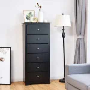 Costway Chest of Drawers Free Standing 6 Drawers Wooden Storage Cabinet W/ Metal Handles