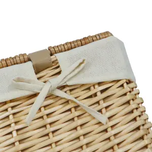 JVL Hand Woven Acacia Set of 3 Rectangular Willow Hampers with Lid, Honey Finish