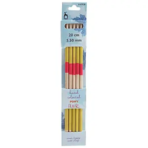 FLR KP DE 20CMX5.50MM - Knitting Pins: Double-Ended: Set of Five: Flair: Hand Coloured: 20cm x 5.50mm - Pony